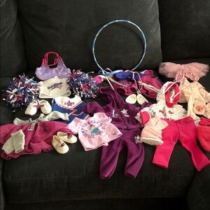 American Girl doll Cheerleader and Dance Outfit Set - Purple, Pink, White
